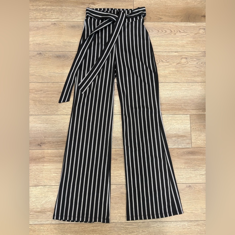 Windsor Black & White Striped Flare Pants